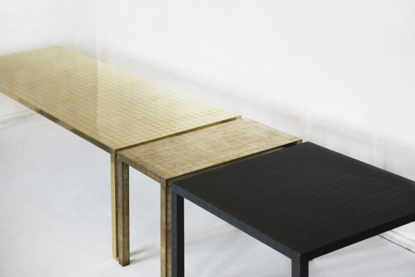 Gold table by Rooms, contemporary collectible design